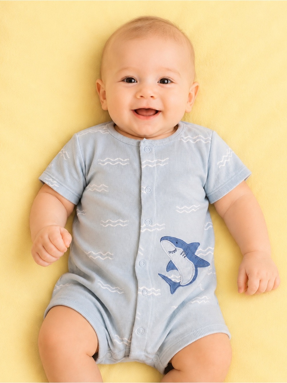 Carter's Light Blue Shark Short-Sleeve One-Piece